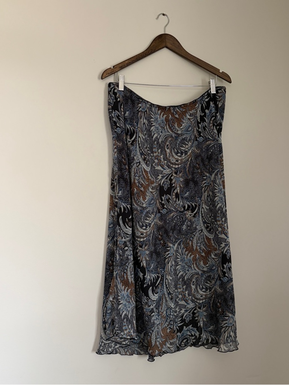Y2K Tradition blue paisley fairycore whimsy boho flowy midi skirt
